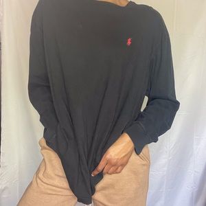 Black Polo Long Sleeve Tee Shirt